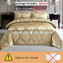 3pcs Jacquard Quilt Cover Set(1 Duvet Cover And 2 Pillowcases, Without Core), Soft And Silky Quilt Cover Set|Duvet Cover Set,Noble Print Pattern Style,Suitable For Four Seasons Bedroom And Guest Room Beding Set
