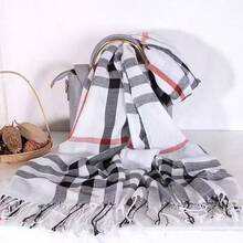 MilyModa Plain Fine Cashmere Scarf 150g With Fringes - Xadrez 150g Branco - View 2