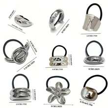 3 Stück elegante silber-graue Metall Haargummis, glitzernde metallische Haargummis, einfarbige Haargummis, perfektes Geschenk zum Valentinstag, Haargummi, Haarband, Haaraccessoires, Haargummis für den Zopf, Haargummis, Haarreife