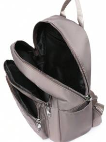 Women Backpack, Multi-Pocket Embroidered Decoration Lightweight Multifunctional Outdoor Backpack, Suitable For Students With Fur Pom Pom Accessory, School Supplies, Large Capacity, Waterproof, Laptop Compartment, Business Casual, Suitable For Teen Girls Women College Students, Teacher, White-Collar Workers, Perfect For Back To School, First Day Of School, College, Work, Business, Commute, Office