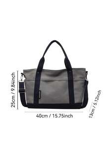 休闲简约风格，可调节肩带，大容量单肩手提包，斜挎包，日常包。适合日常使用——旅行、工作、购物、大学、学院课堂、通勤、上学等场合。适合女性、职场新人、上班族、女孩、大学生、年轻女性。 - 灰色 - 查看 5