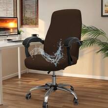 1/2 pièces Housse de chaise de bureau noire résistante à l'eau, housse de chaise d'ordinateur pour chaises avec accoudoirs, 1 pièce Housse de chaise de bureau en soie de lait élastique et imperméable, housse de chaise de couleur unie minimaliste, convient pour le bureau, l'étude, le salon - Multicolore - Voir 9