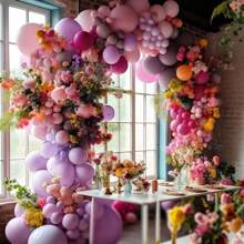 108pcs Colorful Purple, Pink Balloon Flower Wreath Lavender, Lilac Balloons, Different Sizes, Suitable For Baby Shower, Butterfly, Birthday, Wedding, Anniversary Party Decoration