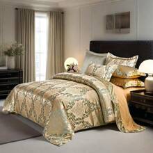 3pcs Jacquard Quilt Cover Set(1 Duvet Cover And 2 Pillowcases, Without Core), Soft And Silky Quilt Cover Set|Duvet Cover Set,Noble Print Pattern Style,Suitable For Four Seasons Bedroom And Guest Room Beding Set