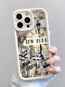 1 pieza Funda de teléfono suave blanca con diseño gráfico retro a toda la vuelta resistente a las huellas dactilares compatible con iPhone 16 Pro Max/16/16 Pro/16 Plus/15/15 Pro Max/15 Pro/11/12/13/14 Pro Max/11 Pro/11 Pro Max/12 Pro/12 Pro Max/13 Pro/13 Pro Max/14 Pro/14 Pro Max, creativa de alta gama - Multicolor - Ver 3