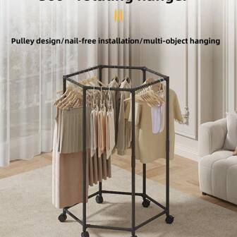 Portant rotatif sur pied, support de vêtements simple et réglable avec roulettes pour la chambre, le balcon, facile à monter