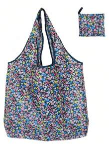 1 bucă geantă de cumpărături impermeabilă, de capacitate mare, design reutilizabil cu model floral și animal, geantă de mână pliabilă, ușoară, portabilă cu formă dreptunghiulară, potrivită pentru alimente, depozitare, călătorii