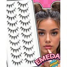 Spiky False Lashes Manga Eyelashes False Lashes Natural Look Wispy Anime Asian D Curl Strip Lashes 10 Pairs Cotton Band Fake Lashes By 14mm 11 - Manga14mm#11 - View 2