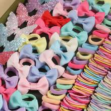 287 件涤纶蝴蝶结可爱甜美简约风格发饰套装，发饰 - 彩色 - 查看 5