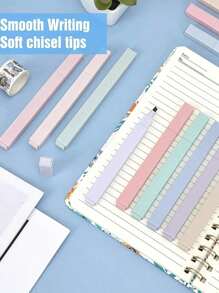 12 PIEZAS de resaltadores cuadrados, resaltadores exquisitamente grabados, impermeables y resistentes a la decoloración, adecuados para diarios, toma de notas y organización de estudios, diseño de plástico duradero, aplicación suave, ideal para la escuela, la oficina y el uso del diario - Útiles escolares y de oficina, entrega al azar de útiles escolares, de vuelta a la escuela