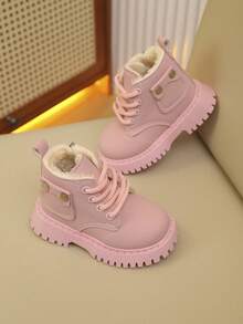 Ein Paar Kinder Schneestiefel für Jungen und Mädchen, neue Herbst und Winter Styles mit Reißverschluss, dick und warm, leicht und modisch Outdoor Wanderschneestiefel - Pink - Übersicht 5