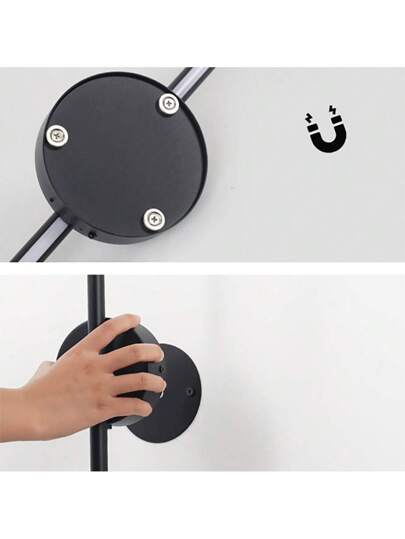 1pc Rechargeable LED Wand Lamp, Remote Control, 50cm Zwart Aluminum, Removable Wireless Bedside Light, Bedroom Living Room Restaurant Corridor Hallway Interior Fixture view 7