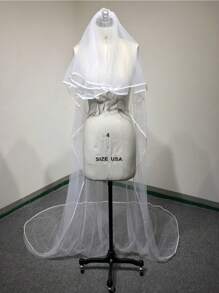 1 Stück Brautschleier mit Satin-Saum und Kamm, geeignet für Hochzeit, Hochzeitskleid Zubehör, Fotografie Requisite