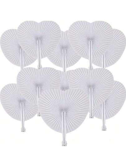 12 piezas de abanicos de papel en blanco con forma de corazón, suministros europeos para bodas, suministros DIY para fiestas, abanicos con forma de corazón, abanicos publicitarios redondos, regalos, decoraciones para bodas, actuaciones, abanicos de baile