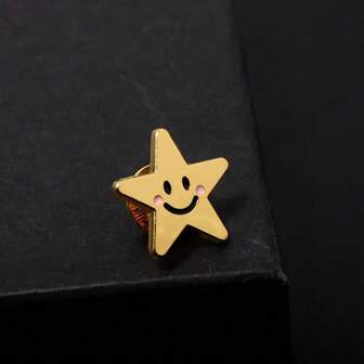 1 件/2 件 DIY 可爱笑脸星形金属徽章，非常适合装饰包包和衣服，非常适合节日礼物、办公室配件、衬衫、夹克、珠宝、圣诞节、万圣节、衣服别针、有趣的教师礼物