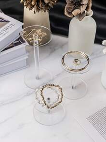 1pc Acrylic Jewelry Display Stand, Transparent Black Acrylic Round 3 Pieces Set, Suitable For Jewelry, Necklace, Ring, Earring Display, Acrylic Display Base - Multicolor - View 3