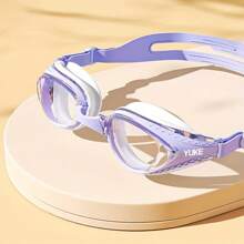 1 par de gafas de natación profesionales antivaho y anti-UV, impermeables, unisex - cómodas, con puente nasal ajustable, marco blanco transparente - ideales para la natación
