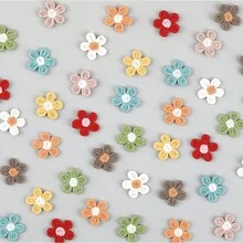 20/80PCS Mixed Color Flowers Fabric Patches For Clothes - Cute And Playful Five-Petal Appliques For DIY Crafts, Knitting, DIY Crafts, Home Decor, DIY Mirror, Makeover Material, Hairbands, Hats& Clothing Accessories, Holiday Accessories, Crochet Supplies - Multicolor - View 5