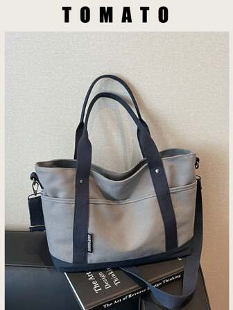 休闲风格纯色，配有可调节肩带，大容量单肩手提包、斜挎包、日常包等。非常适合日常使用 - 适合旅行、工作或购物、大学、学院教室、通勤、学校等。适合女性、新秀和白领、女孩、大学生、年轻女孩