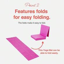 Folding Yoga Travel Pilates Mat Foldable Easy To Carry To Class Beach Park Tear-Resistant Travel Picnics 4mm Thick 9 Colors - Pink - View 2