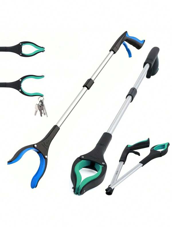 1 Stück 32-Zoll Faltbarer Greifhilfe, Vergrößerter Greifkrallen Müllgreifer mit Magnetspitze, geeignet für ältere Personen