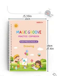 4 Children's Exercise Books, Matte Finish, Plain Weave, Hard Pen Groove Copybook, Suitable For Preschool Children, Magic Practice For Children Aged 3-6, Letter And Number Writing Guide School Supplies, Back To School