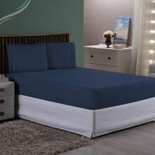 400 Thread Count Bedding Set With Elastic Band, Hotel Standard, All Sizes - Navy Blue - View 10