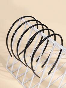 5pcs/Pack Solid Color Casual PC (Polycarbonate) Matte Black Thin Headband, Minimalist & Elegant DIY Hair Accessory, Hair Band, Hair Hoop