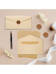 2个素色信封，复古多用途信封，办公信封，婚礼请柬，情书，贺卡，新年朋友礼物，文具，火漆印章 - 彩色 - 查看 4