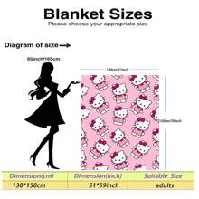 Sanrio Hello Kitty Decke, Hello Kitty Decke für Bett, rosa Hello Kitty Decke, Kuromi Überwürfe für Sofa, kann als Raumdekoration, für Camping verwendet werden, Hello Kitty Artikel. Der weiche und flauschige Flanellbezug wird Sie angenehm und gemütlich warm halten
