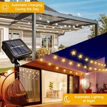 1 Set 100 LED Solar Powered Fairy Lights With 600mAh Rechargeable Battery, Metal & Plastic, Suitable For Wedding, Birthday, Anniversary, Graduation Ceremony Decoration, Mother's Day, Camping, Thanksgiving, Valentine's Day & Multi-Purpose Holiday Lighting