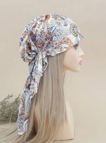 1pc Fashion Solid Color Bandana Hat, Chemo Cap, Long Tassel Hat, Pirate Cap, Beach Hat, Outdoor Sports Cap, Sleep Cap, Decorative Hat