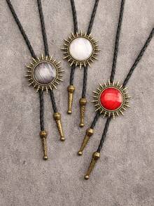 1 件太阳吊坠项链，复古哥特式合金树脂镶嵌长链配饰，圣诞节和生日的精神礼物 - 合金 - 查看 11