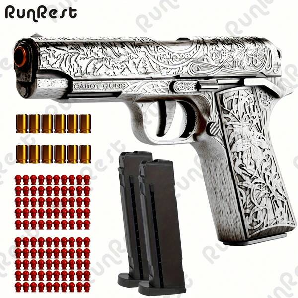 100 Bullets, 12 Shell Casings, And 2 Magazines Of Soft Bullet Guns, Toy Pistols, Toy Gun New Pistols, Indoor And Outdoor Sports Shooting Games, Birthday And Christmas Gifts