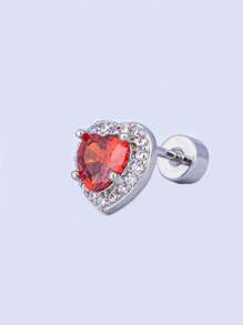 1 Stück medizinische Hypoallergene Ohrstecker mit 5 farbigen Strass-Herzen aus 316L Titan-Stahl, schweres Design mit weißem Herz, nicht verblassend, 20G 0,8mm dünner Schaft, unisex Paar Piercingschmuck