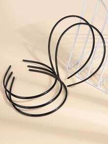 5pcs/Pack Solid Color Casual PC (Polycarbonate) Matte Black Thin Headband, Minimalist & Elegant DIY Hair Accessory, Hair Band, Hair Hoop