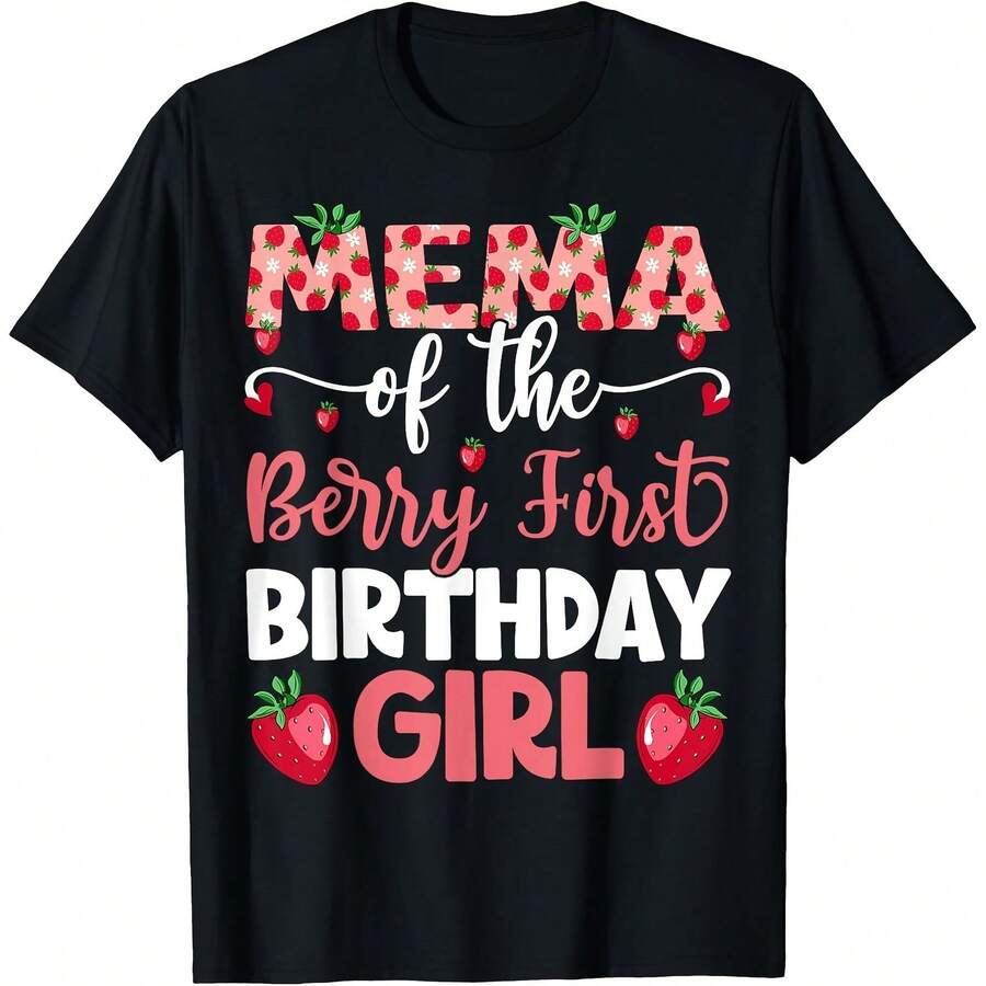Mema Of The Berry 1st Birthday Girl Sweet Strawberry T-Shirt 220g Cotton Crew Neck Top With Gentle Be Yours Typography And Pastel Color Design,Subtle Y2K Meets Natural Style, I For Young Wo Seeking A Calm,Great Gift For A Gentle Soul,Casual Yet Elegant Daily Wear For Garden Walks, Coffee Dates, Art Museums, Or Reading Nooks  Tops For Wo Vintage Clothes Wo Clothes Wo Vintage Wo Tops Mujer Cute Tops Wo Cotton Wo Clog Halloween Camisas Summer Clothes Wo Casual Punk Western Tops Wo Fourth Of July Outfit Kpop Cowboy Outfits For Wo Ry Ropa 100% Cotton Y2k Ing Cute Gothic Wo Clothes Black And White Top Vintage Tops Cloth For Wo White Goth Inawly Retro Clothes For Wo Korean Fashion Wo Camisas Para Mujer - Black - View 1