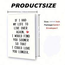 1Pc Romantic Anniversary Card - Humorous And Playful Design, Suitable For Husband/Wife, Boyfriend/Girlfriend, Men/Women, Multi-Occasion Use, Includes Thank You Message - Heartfelt Quote If I Had My Life To Live Over Again, Perfect As A Birthday Gift Or Anniversary Presentschool Supplies,Back To School