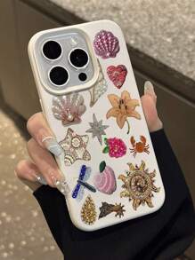 1 pieza Funda de teléfono suave, impermeable, antideslizante y a prueba de golpes con estampado de concha de girasol compatible con Apple y otros teléfonos
