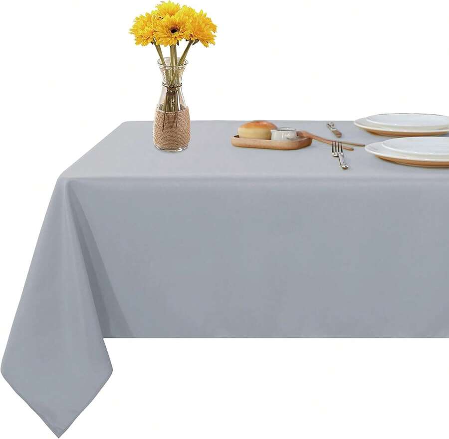 Rectangle Tablecloth 60x120 Inch Tablecloth Stain And Wrinkle Resistant Washable Polyester Table Cloth, Decorative Fabric Table Cover For Dining Table, Buffet Parties And Camping Silver - Silver - View 1
