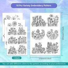 LAMYA 花朵水溶性手工缝纫稳定剂自粘水溶性绣花布背胶DIY刺绣面料蒲公英雏菊刺绣针法纸带花朵图案 - 白色 - 查看 2