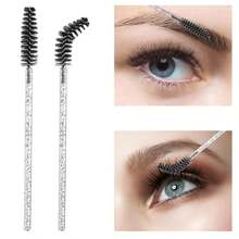 100 Pcs Disposable Mascara Wands, Crystal Eyebrow Spoolies Brush For Eyelash Extensions, Black Lash Brushes With Container,Eyebrow Brush,Eyeshadow Brush,Spoolie,Spoolie Brush - Black - View 3
