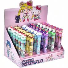 Sanrio 6pcs Sanrio 10-Color Ballpoint Pens, Multi-Color Push Button Pens, Markers, Cartoon Cute Colorful Pens, Student Writing Gel Pens, School & Office Supplies, Student Stationery Highlighters, Back To School Supplies