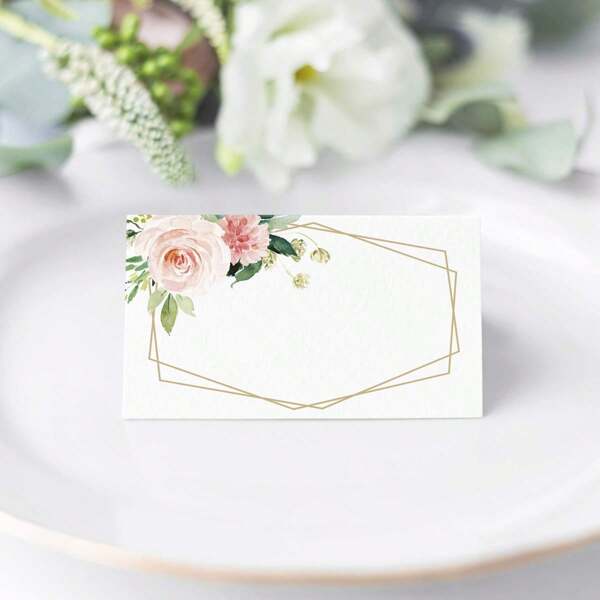 40 piezas Tarjetas de lugar con diseño floral de acuarela para boda, banquete, evento o fiesta, tarjeta de mesa de comedor, fácil de doblar, tamaño de 3,54 pulgadas * 3,94 pulgadas