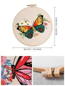 5 piezas Set Bordado a mano con patrón floral & mariposa al azar - Multicolor - Ver 5