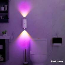 1 luz nocturna con sensor de movimiento recargable por USB, luz de pared LED RGB moderna y ajustable, adecuada para la entrada, mesita de noche, escritorio, armario o luz de escalera magnética