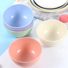 6 Inch Solid Color Plastic Bowl Salad Bowl Wheat Fiber Bowl Children Household Large Bowl Supplies