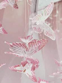 21pcs/Set DIY Butterfly Decorative Ceiling Hanging Ornaments Hanging Butterflies Ceiling Decoration For Christmas Tree Wedding Bedroom Decor, Crystal Butterfly Hanging Decorations, DIY Hanging Butterfly Flower Door Curtains, Fashion Butterfly Door Curtain Wedding Decorations Wedding, Pink/Purple Background Color, DIY Butterfly Ornaments For Room Decor Birthday Decorations Party Decorations Backdrop Wedding Decor Home Decor Christmas Decorations - Pink - View 6