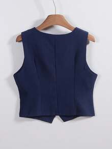 EMODA TAILORING VEST WITH BUTTON #VEST #TAILORINGVEST #BUTTONVEST - Màu xanh hải quân - Xem 2