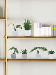 Nordic Minimalist Artificial Plants Set Of 6 With Ceramic Pots - Real Touch Faux Greenery For Desk/Shelf Decor, Low Maintenance Office & Home Styling (Ready-To-Display) - Multicolor - View 3